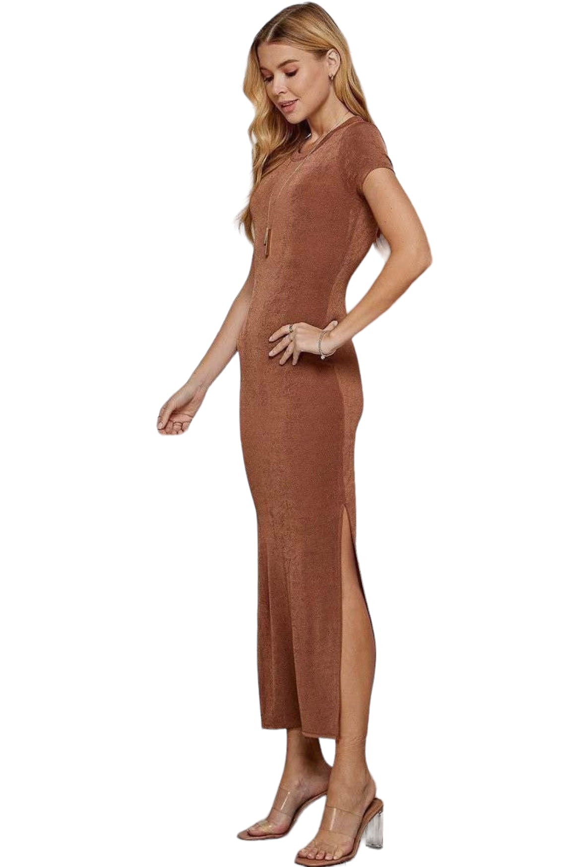 Slinky Short Sleeve Maxi Dress