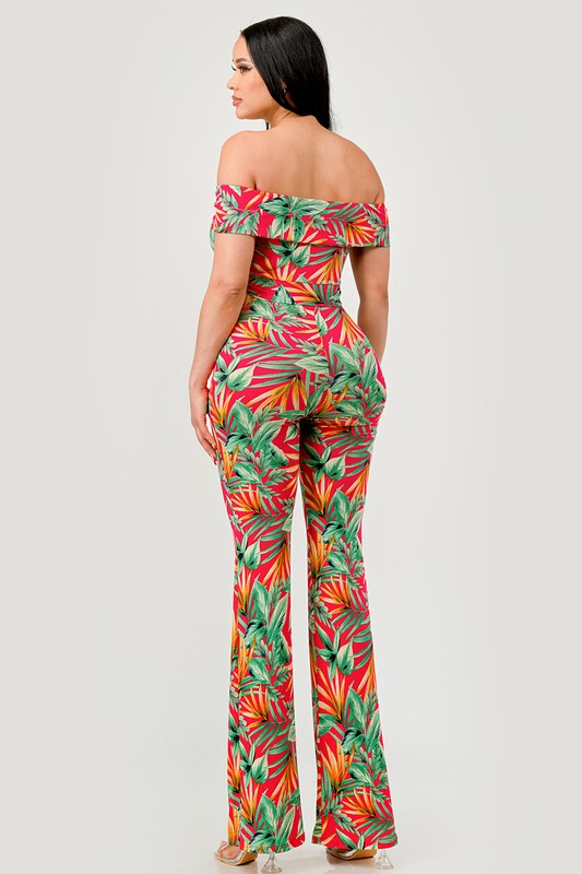 Tropical Two Piece Pant & Cropped Top Set