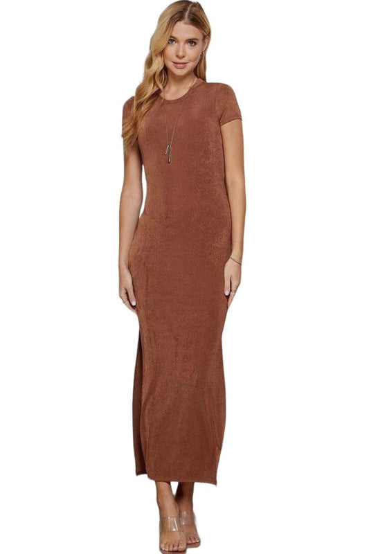 Slinky Short Sleeve Maxi Dress