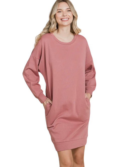 Oversize Crew Neck Long Sleeve Dress