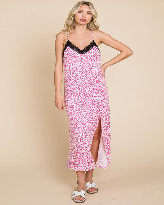 Lace Trim Cami Midi Dress