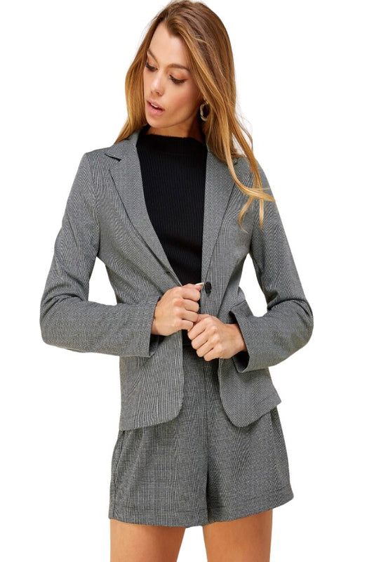 Houndstooth Pattern Blazer