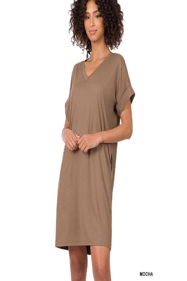 Short Sleeve V-Neck Dress
