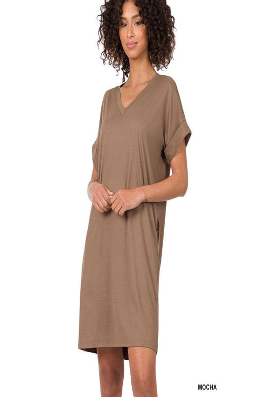 Short Sleeve V-Neck Dress